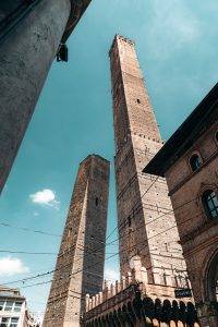 Towers of Bologna, Piazza di Porta Ravegnana,Italian city 